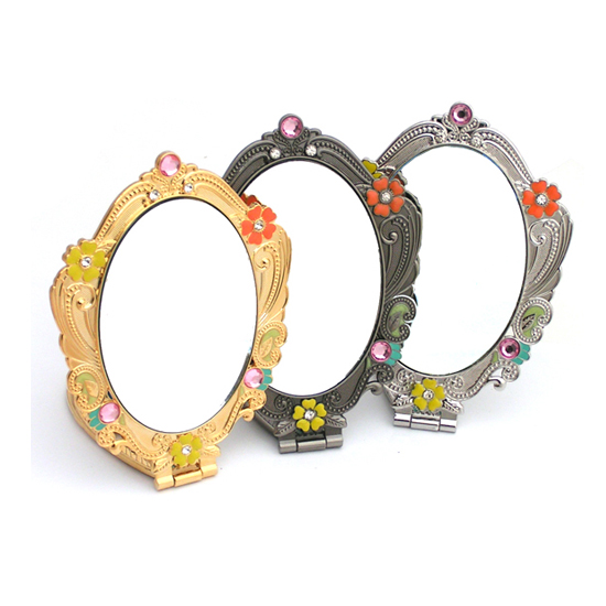 Oval Peacork desktop mirror