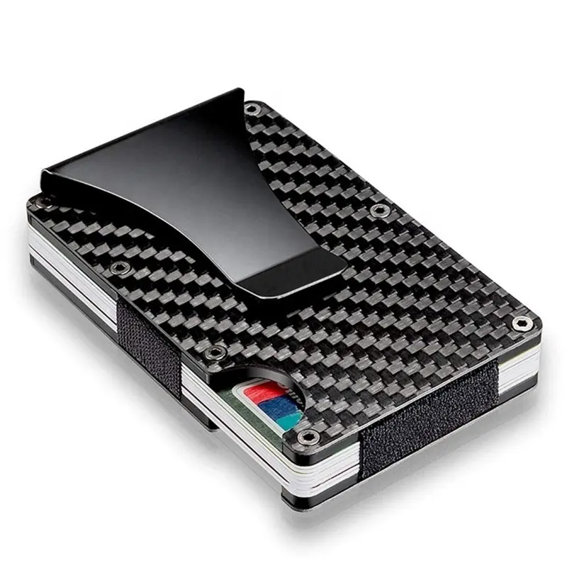 RFID carbon fiber Wallet Credit Card Holder With Money Clip