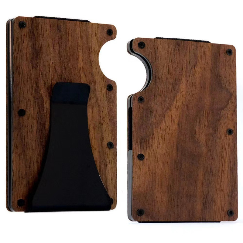 RFID wood Wallet Credit Card Holder With Money Clip